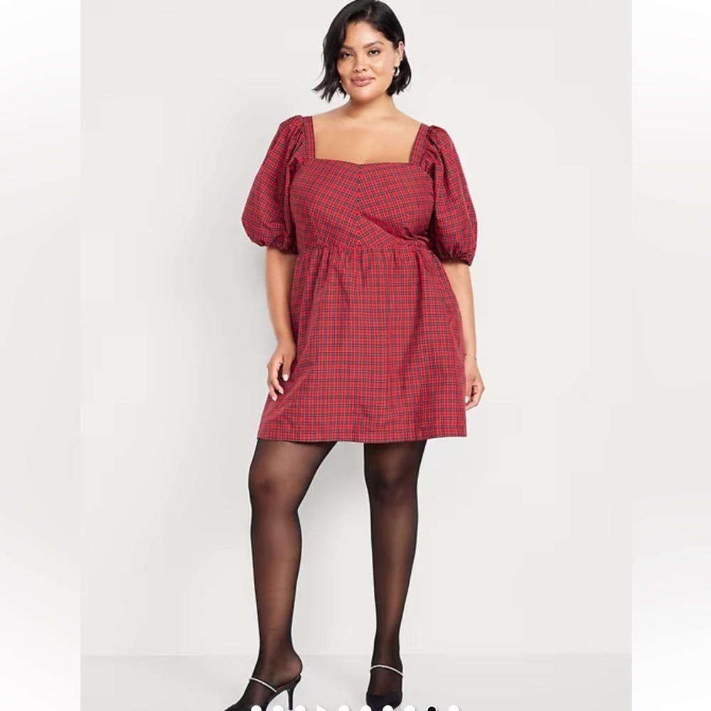NWT Old Navy Fit & Flare Smocked Plaid Mini Dress Size XXL Tall